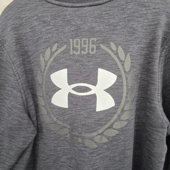 Under Armour Mens M Essential Fleece Heritage Crew Sweatshirt Grey Black 1996 UA - Picture 9 of 14